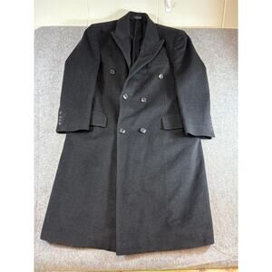 VINTAGE 90s Cezani Peacoat Mens Large Black Double Breasted Wool Jacket Preppy